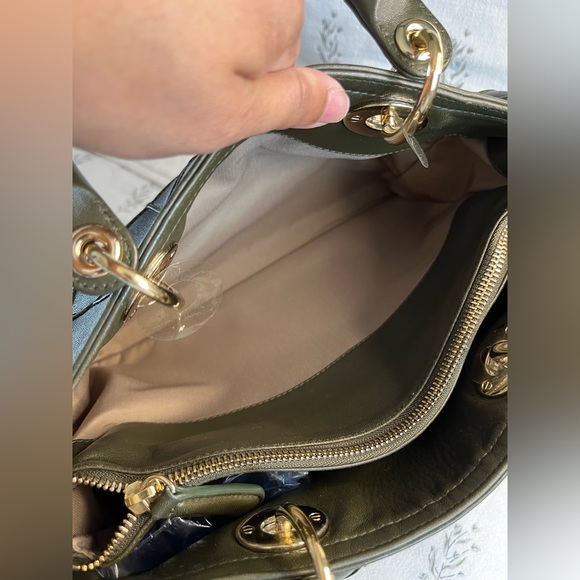Dior Dark Olive Green Cannage Leather Granville Polochon Satchel - Picture 8 of 14